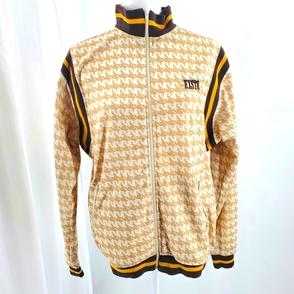 Exsto tan and white pattern jacket mock turtleneck - Picture 1 of 14